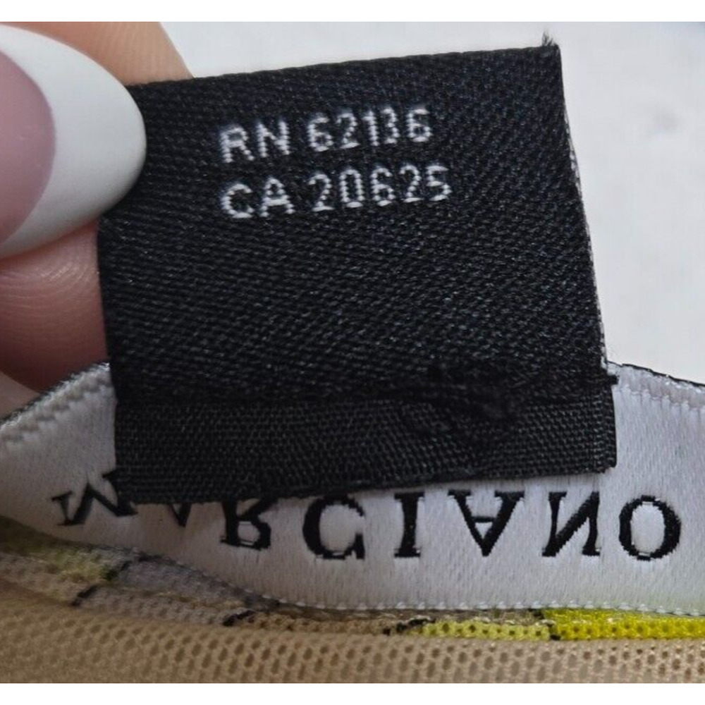 Marciano Guess‎ Womens Anouk Mesh Top XS Yellow Blue Floral Sheer Sexy Baby Tee - Picture 6 of 10